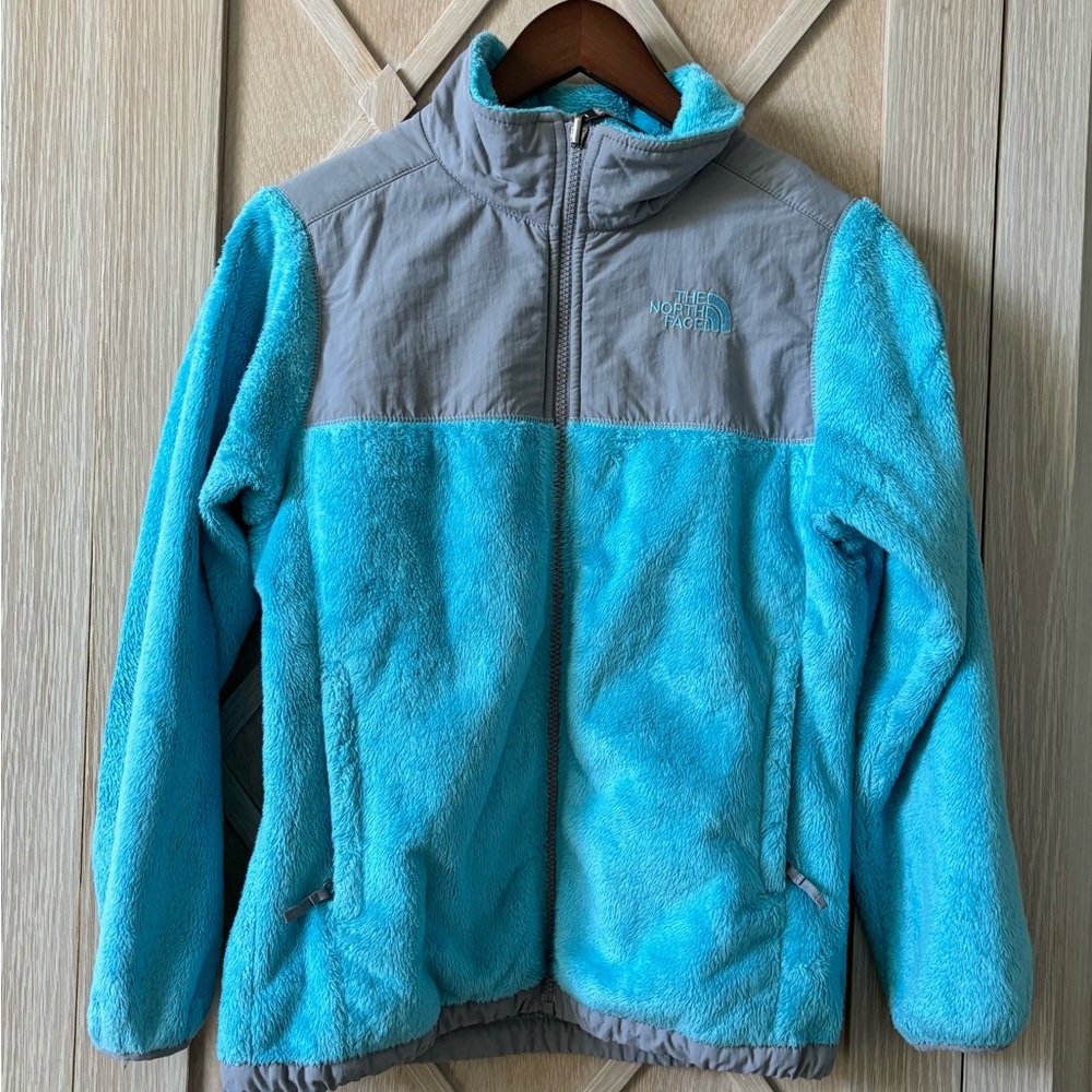 The North Face Teal Gray Fleece Jacket Size L (14-16)